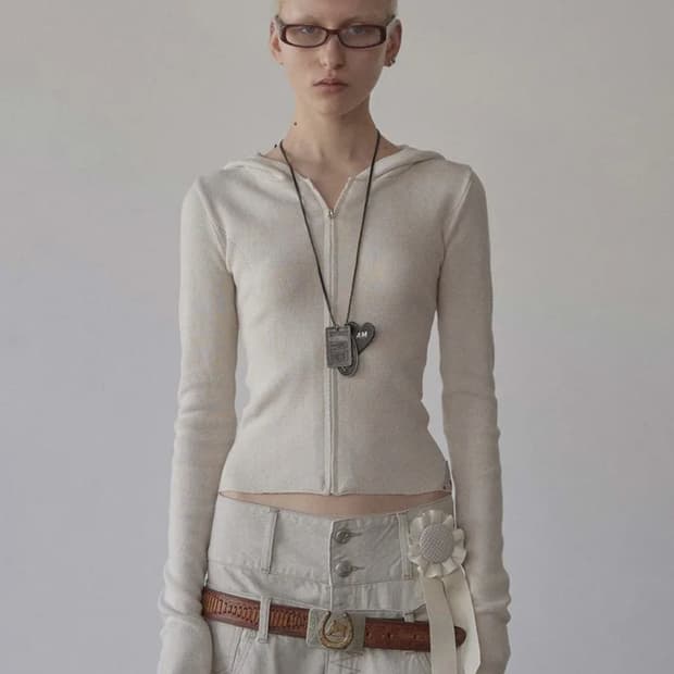 스컬프터 실루엣 후드 니트집업 S