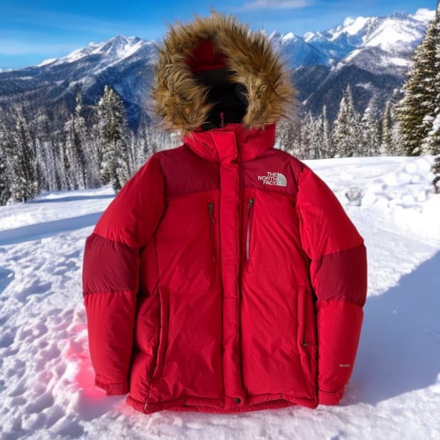 노스페이스 레드 대장급 퍼 후드 패딩 구스다운 XL
