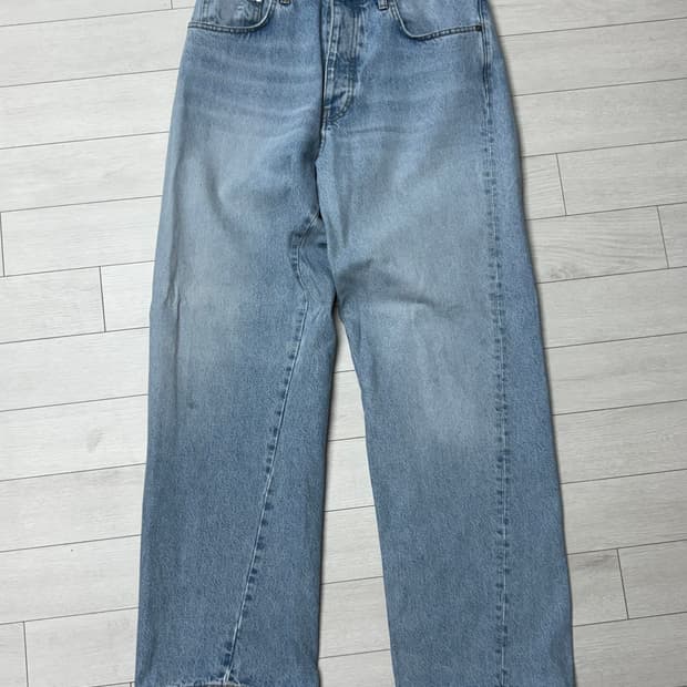 선플라워 와이드 트위스트 데님 팬츠 블루 (31x32)