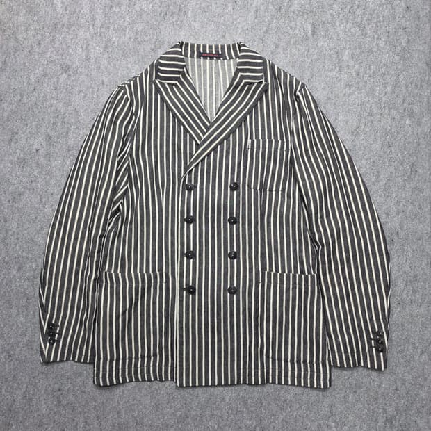 The gigi 더지지 스트라이프 린넨 더블 블레이저 자켓 이탈리아 3