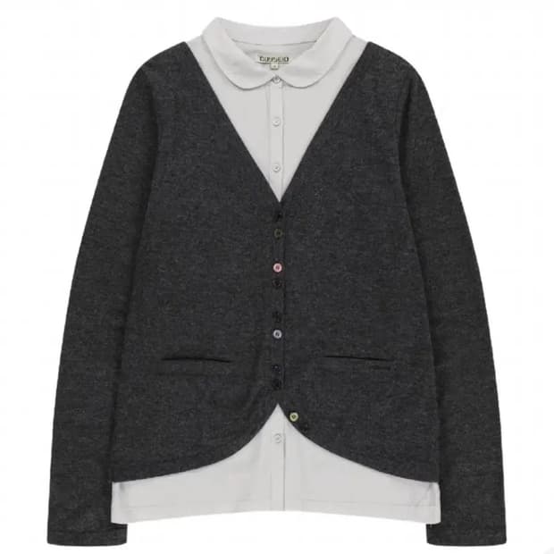 코이세이오 레이어드 셔츠 가디건 다크그레이 