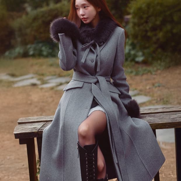 카인다미 캐시미어 프린세스라인 코트 그레이 풀세트 시착만,새상품컨디션