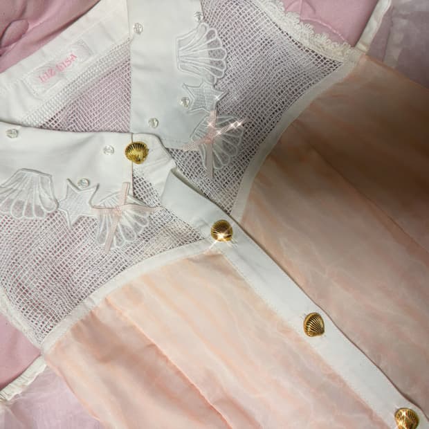 리즈리사 옾숄 오간자 피치 원피스