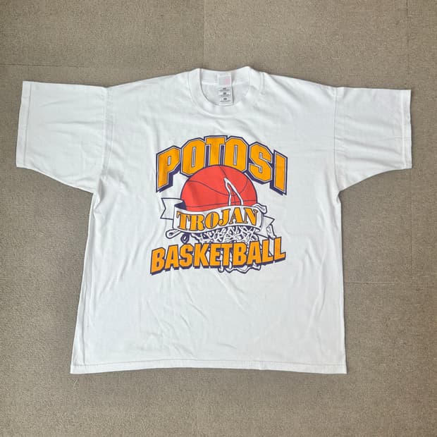 USA 90s 감성 프루트오브더룸 농구 프린팅 반팔 티 BEST 라인