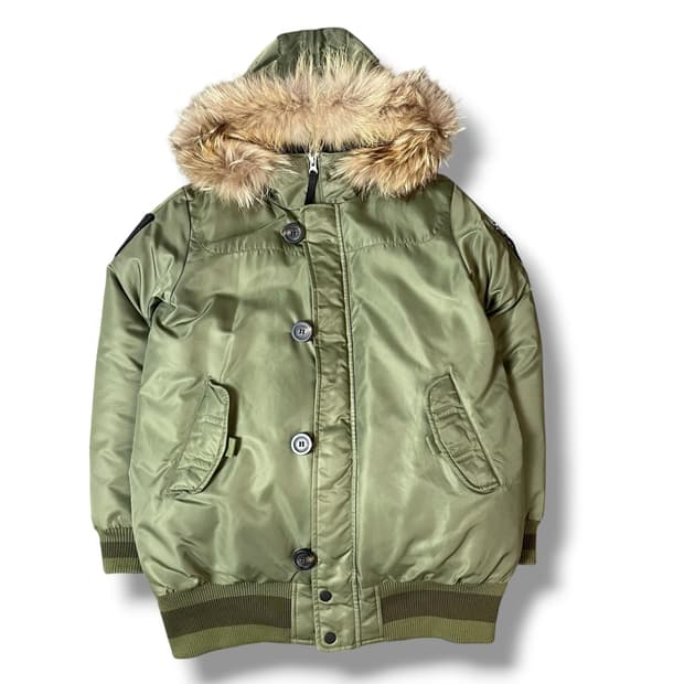 K2 카키 라쿤 야상 후드 패딩 95