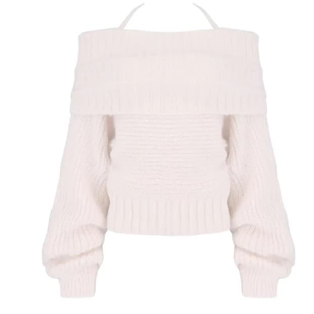 클리시어 팔레트 오프숄더 리본 니트 핑크 색상