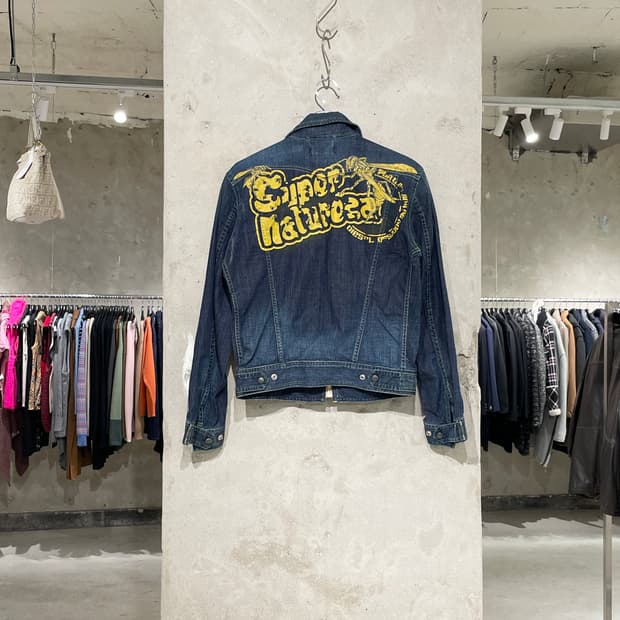 디젤 진청 y2k 레터링 워싱 바이커 데님 자켓