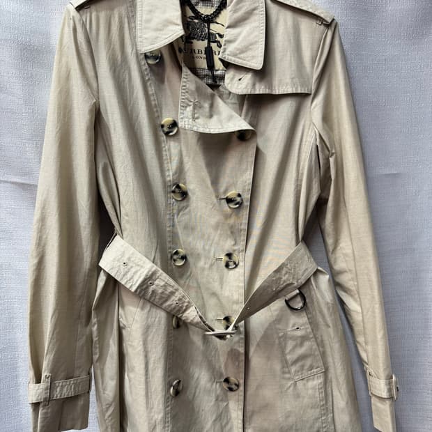 버버리 코튼/실크 혼방 샌드링엄 코트 8(S)