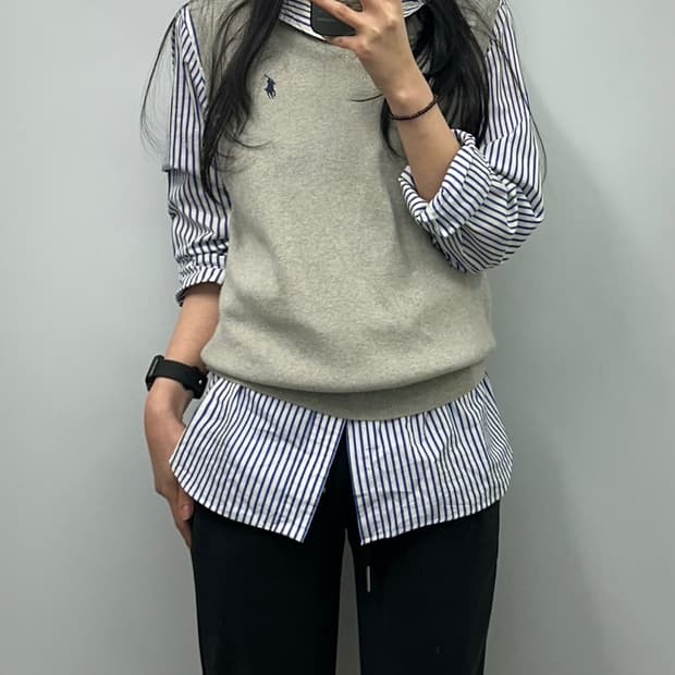 폴로 랄프로렌 그레이 브이넥 니트 조끼 베스트