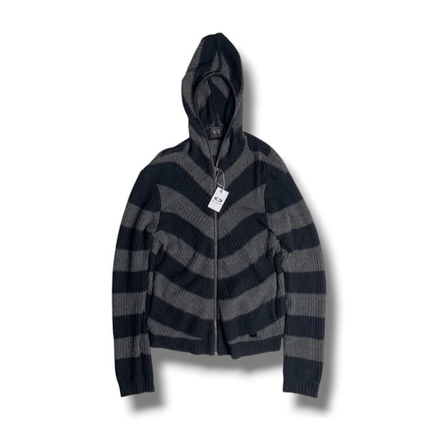 Armani 대각 스트라이프 울 블렌드 집업 후디