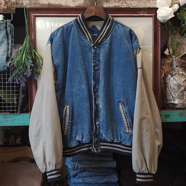 90s 빈티지 바시티 자켓 빈티지 데님 베이스볼 워크자켓
