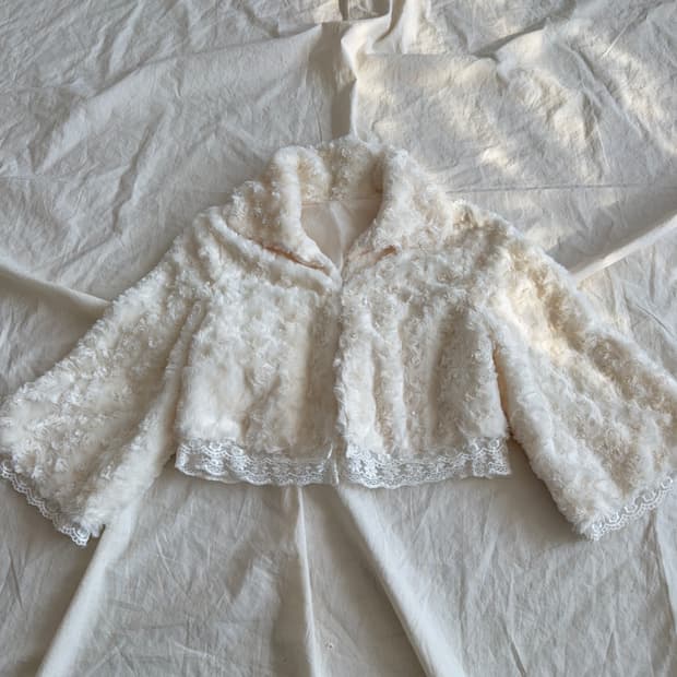 아이보리베이지 러블리 폭닥 크롭퍼 폴레로 가디건 