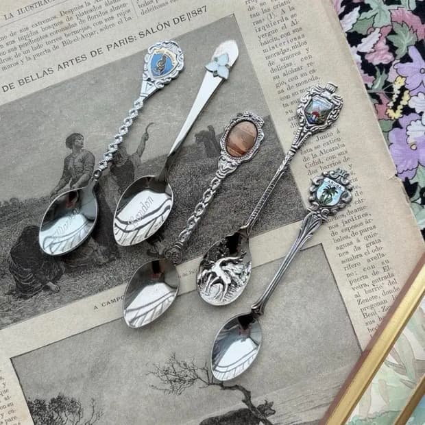 빈티지 수비니어 크롬플레이트 티스푼 5개세트