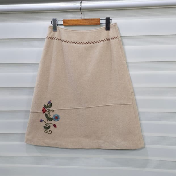 빈티지 Ray Cassin 꽃자수 울스커트- 우먼26정도