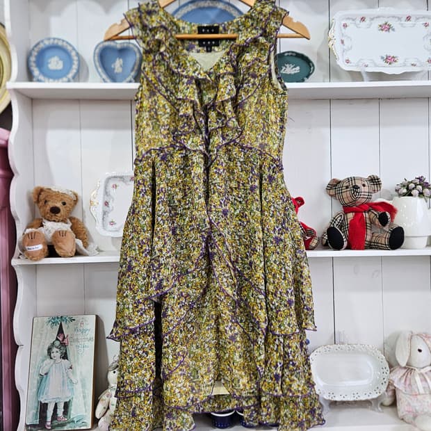 잔꽃 프릴 레이어드 쉬폰 원피스