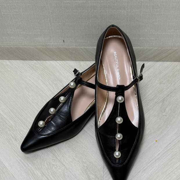 검정 진주플랫슈즈 38(240)