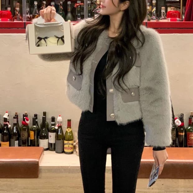 SY2C 쿼드 퍼 자켓_그레이