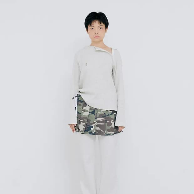 할로미늄 마이크로 플리츠 랩 스커트 / 카모플라주