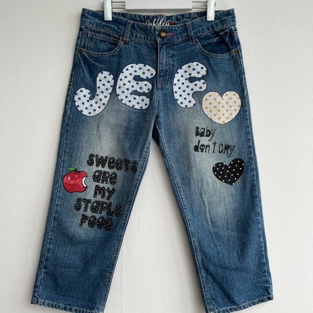 제프리 Y2K 스위트 아트 데님 팬츠