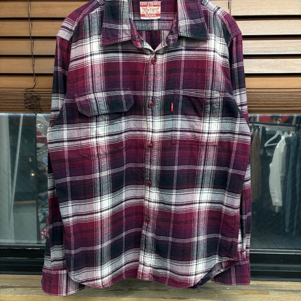 Levis 00s 리바이스 버건디 타탄 체크 플란넬 셔츠