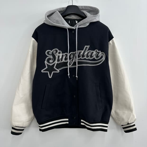 FREE WEGO 재팬 여자 오버핏 후드 바시티 자켓