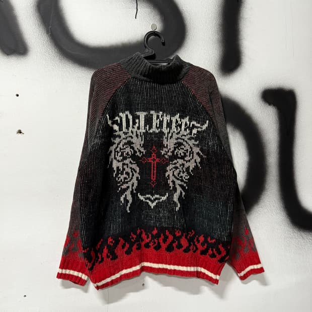 VTG 빈티지 락 고스 펑크 스타일 집업 니트 자켓