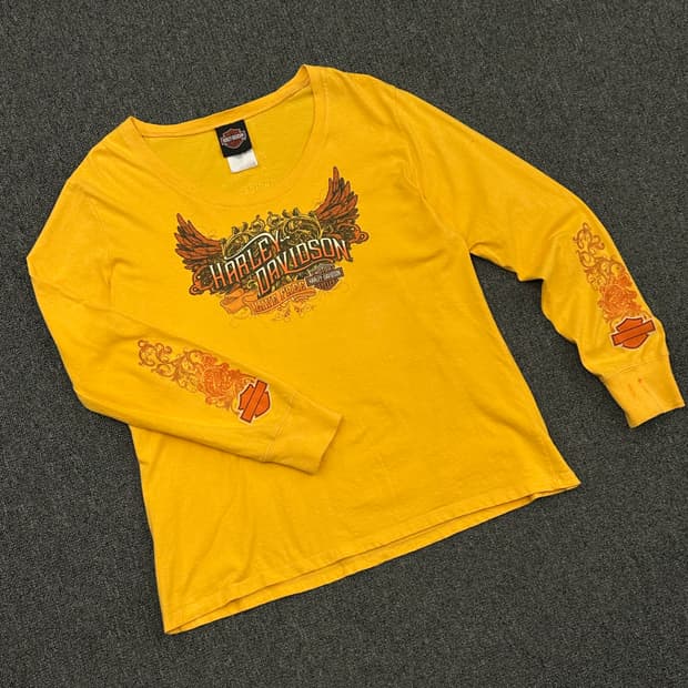 XL)할리데이비슨 빈티지 프린팅 여성 롱슬리브