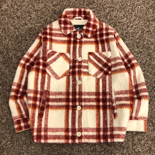 홀리스터 오버핏 플레이드 체크 셔츠 자켓