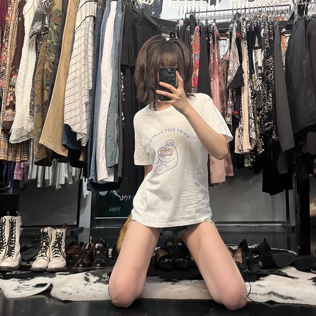 화이트 프린팅 반팔