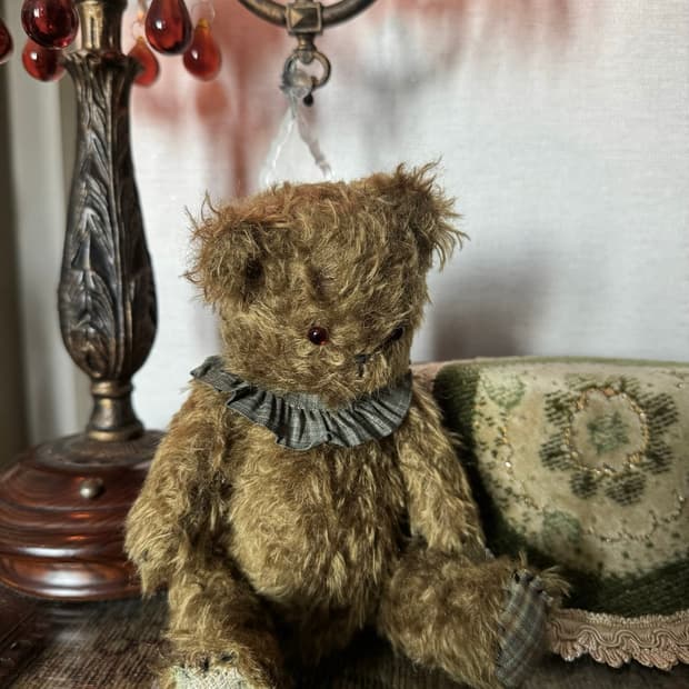antique check teddy bear