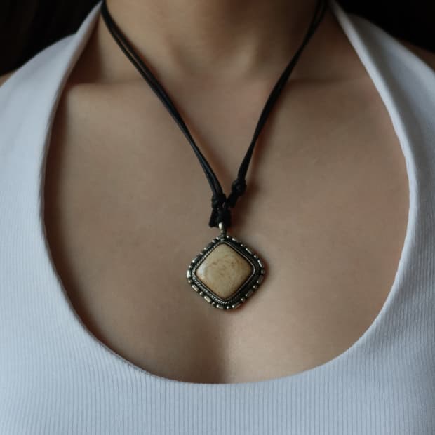 square stone necklace