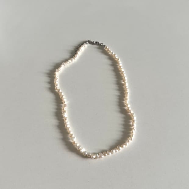 핸드메이드 담수 진주 목걸이 (3-4mm)