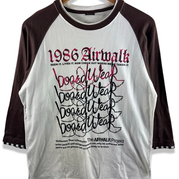 JPN 브라운 나그랑 Y2K 레터링 7부 롱슬리브2567