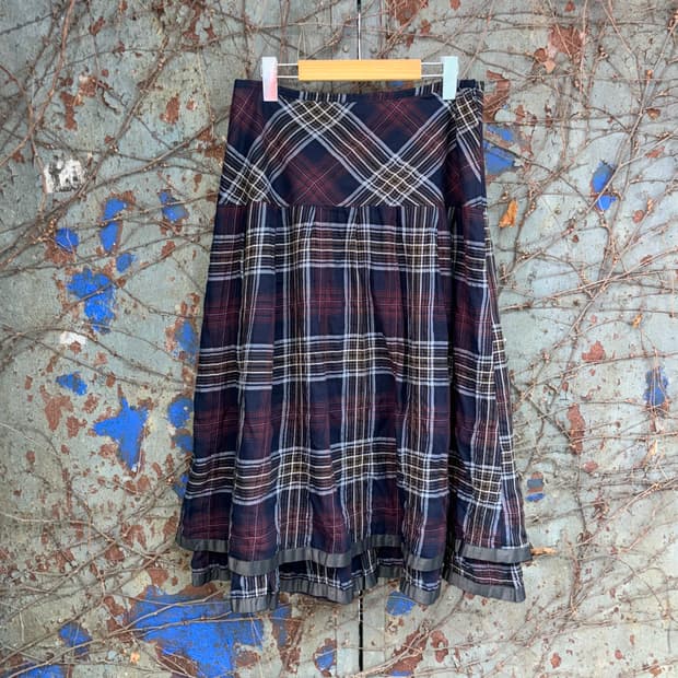 센소유니코 io comme io 레이어드 체크 스커트