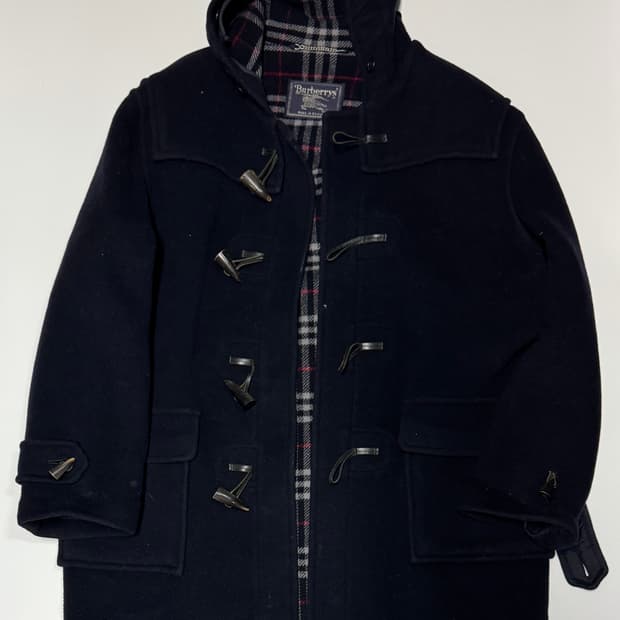 정품! 버버리 런던 떡볶이 더플 후드 코트 네이비 남녀공용