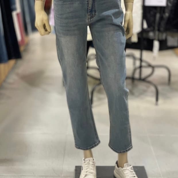 플랙진 스티치 남성 레귤러 스트레이트핏 미드블루 데님 청바지(32)