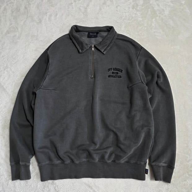(2)YALE 예일 피그먼트 하프집업 맨투맨 차콜