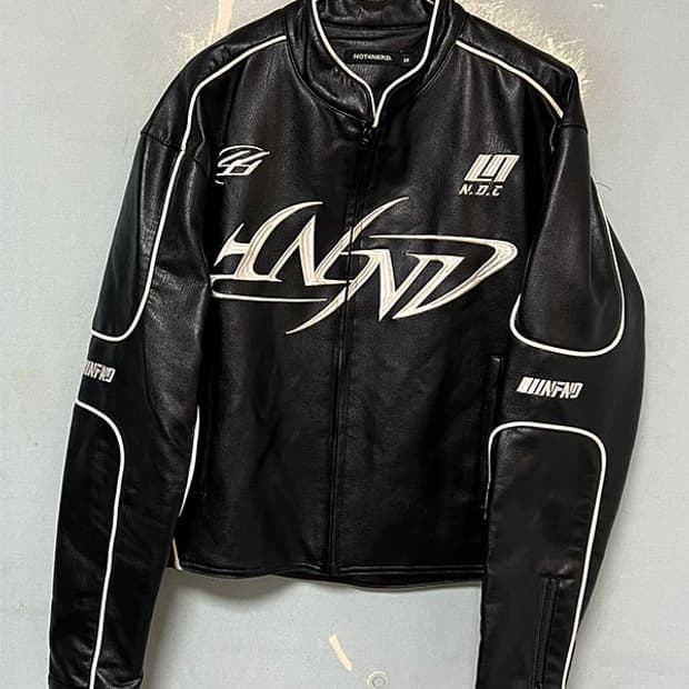 낫포너드 레이싱 크롭 레더자켓 남자 캐주얼 스트릿 오버핏 M 95-100