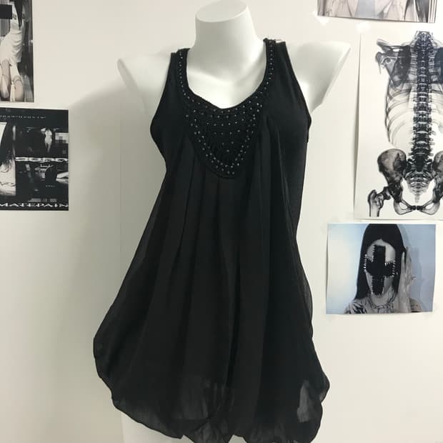 Beads layered drapery sleeveless 