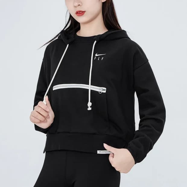 나이키 우먼 드라이핏 크롭 플라이 스탠다드 이슈 후드티 (M)