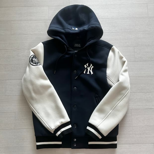 MLB 야구 점퍼 자켓 후디 네이비 화이트 100사이즈 중고