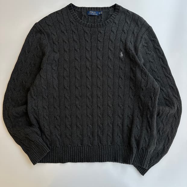 폴로 신형 다크그레이 케이블 라운드 니트