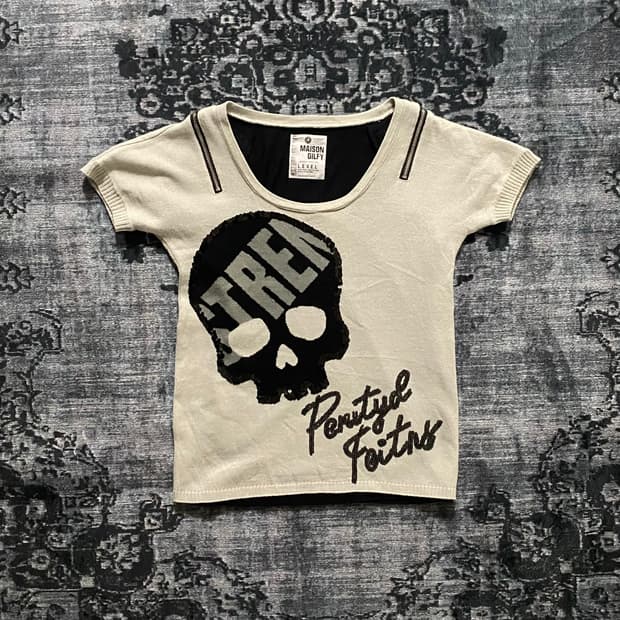 Zipper Detail Skull Punk T-Shirt