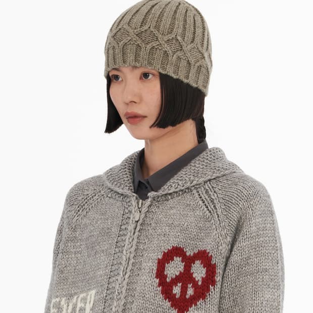 웰빙익스프레스) 새상품 Wool Crochet 비니 오트밀