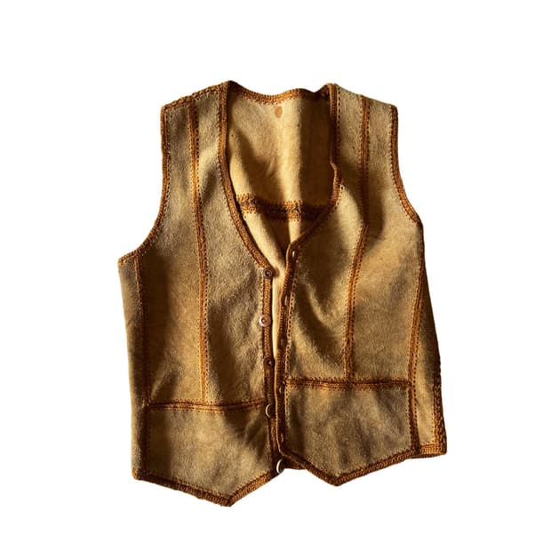 VINTAGE camel brown suede vest