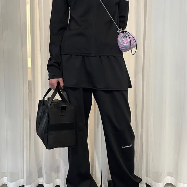 지초이 컴포트 24-002 레이어드 스커트 팬츠 30cm 블랙