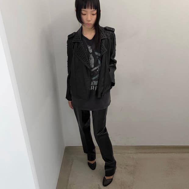 아야즈 리얼 레더 슬림 팬츠