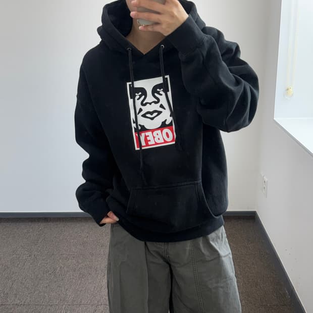 Obey 오베이 빅 로고 블랙 후드티