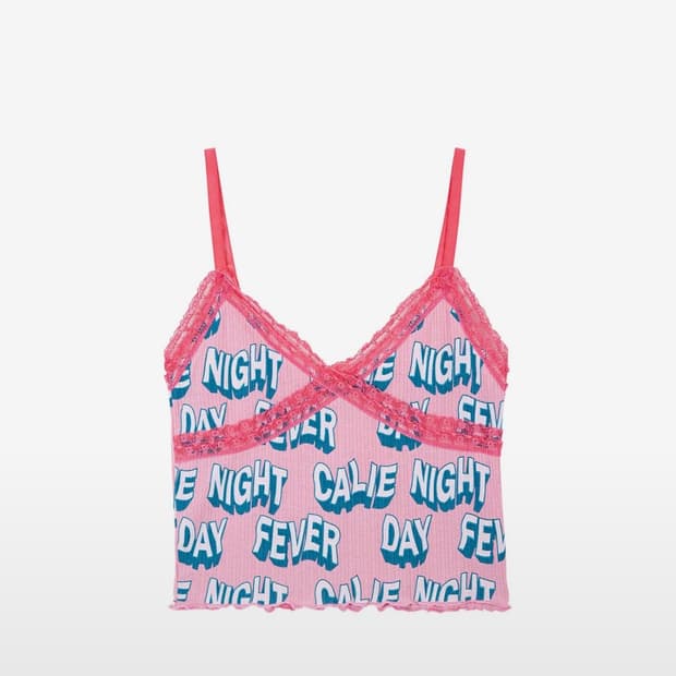 에즈이프켈리 CALIE LACE RIB TOP PINK