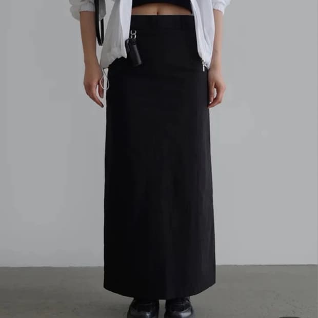 라룸 laroom 썸머 d링 롱스커트 블랙